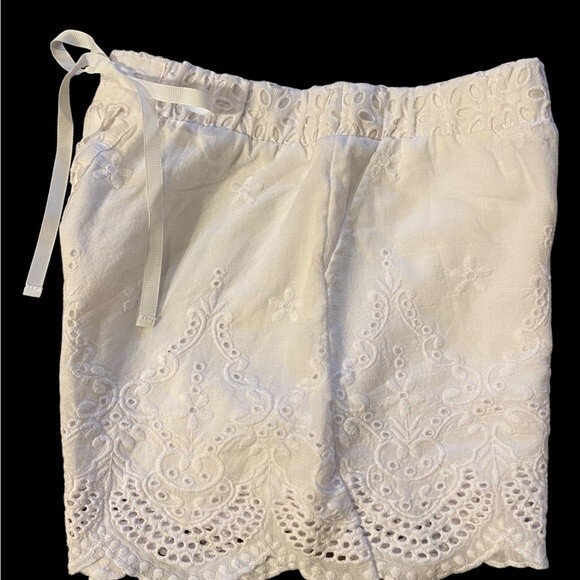 Juniors White lace shorts, ribbon lace up back, patriotic wear, 4th of July, S - Picture 1 of 8